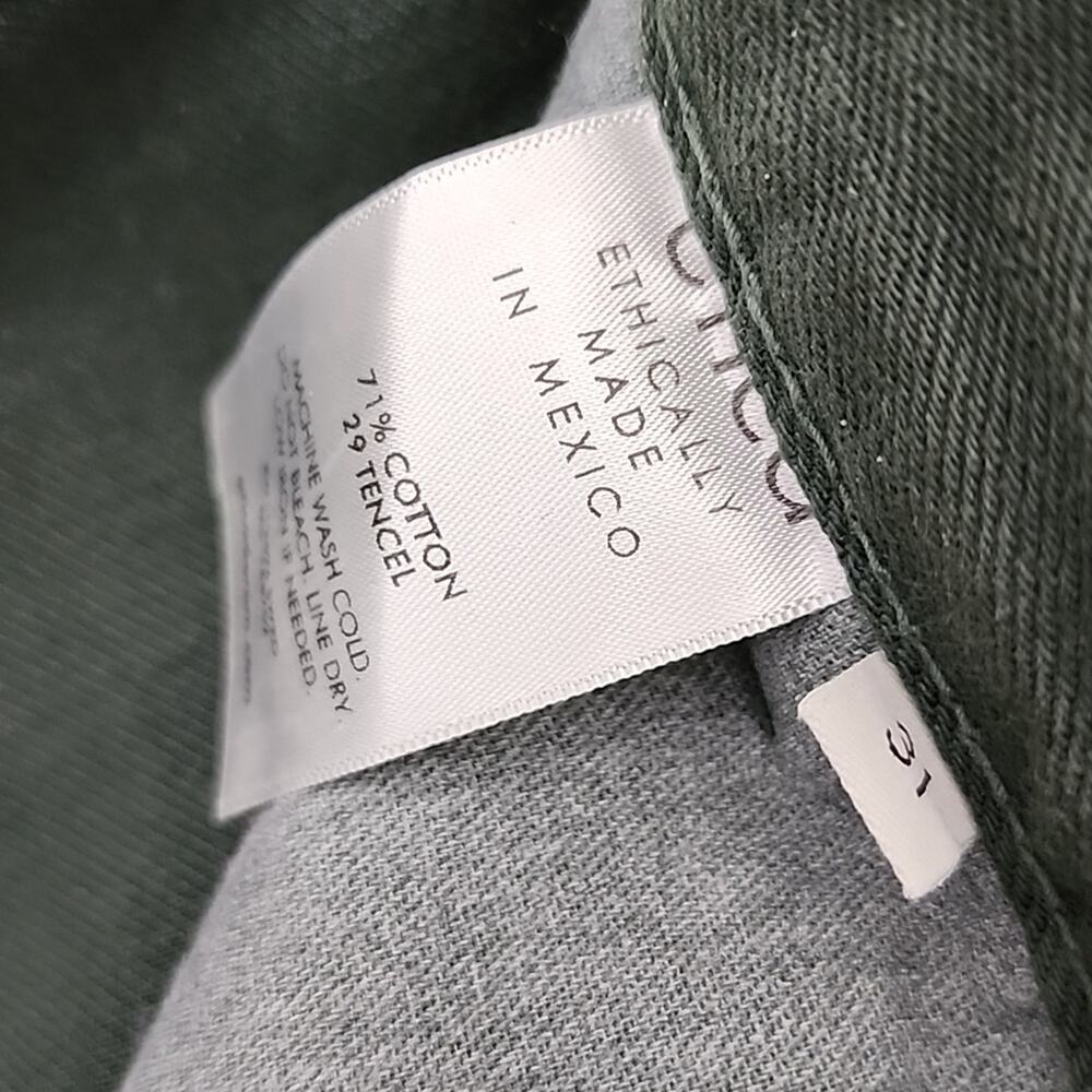 NWT Etica Max Pleated High Waisted Denim Shorts Seaweed Olive Green 31 - Picture 3 of 11